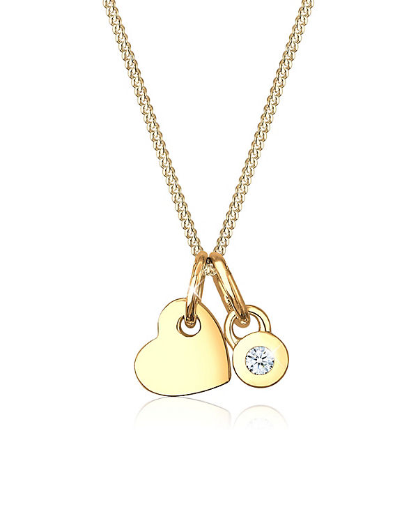 Halskette Herz Solitär Diamant (0.03 ct) 585 Gelbgold Sara