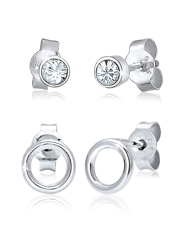 Ohrringe Geo Kreis Solitär Swarovski® Kristalle 925 Silber