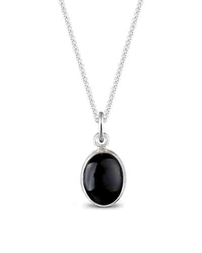 Halskette Edelstein Onyx schwarz 925 Sterling Silber