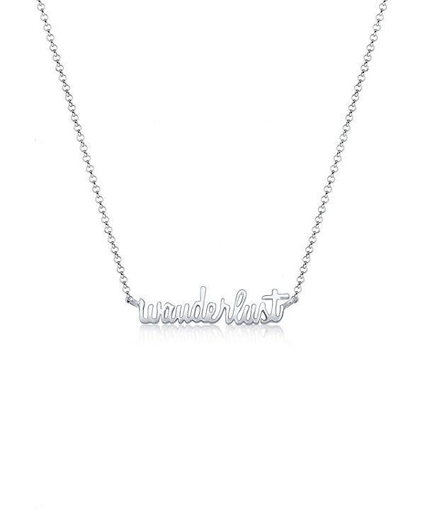 Halskette Wanderlust Wording Reise Trend 925 Sterling Silber