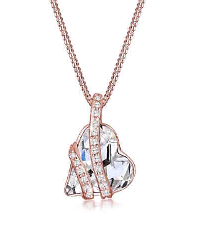 Halskette Herz Swarovski® Kristalle 925 Silber