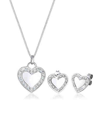 Schmuckset Herz Love Swarovski® Kristalle 925 Silber