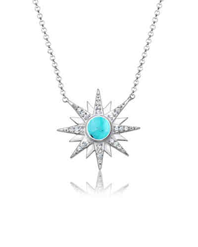 Halskette Sonne Edelstein Swarovski® Kristalle 925 Silber