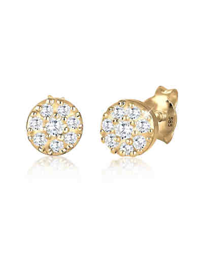 Ohrringe Kreis Geo Klassisch Funkelnd Zirkonia 585 Gelbgold