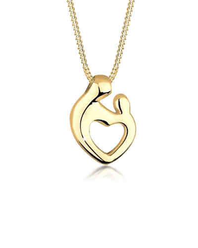Halskette Mutter Kind Herz 925 Sterling Silber