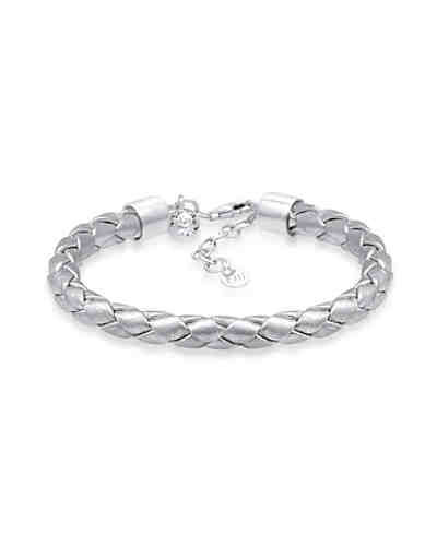 Armband Echt Leder Solitär Swarovski® Kristalle 925 Silber