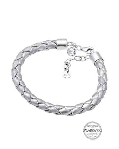 Armband Echt Leder Solitär Swarovski® Kristalle 925 Silber 2