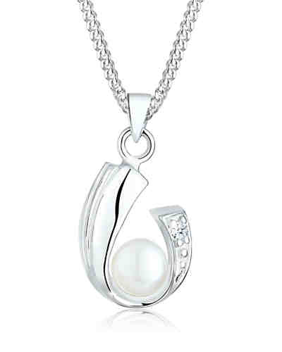 Halskette Süßwasserzuchtperle Diamant (0.02 ct.) 925 Silber