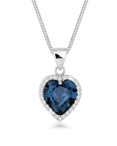 Halskette Herz Edel Swarovski® Kristalle 925 Silber
