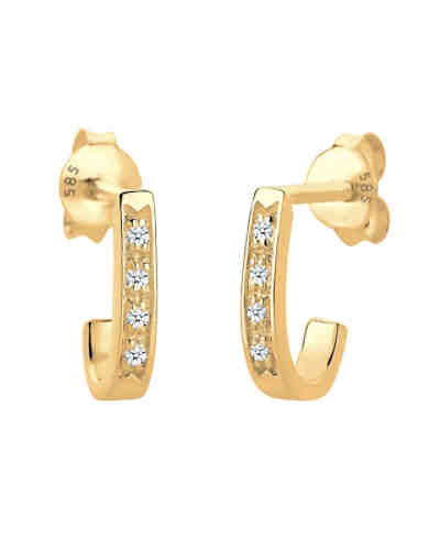 Ohrringe Elegant Klassisch Diamant (0.08 ct.) 585 Gelbgold 2