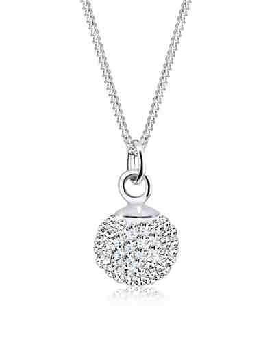 Halskette Kugel Swarovski® Kristalle 925 Sterling Silber