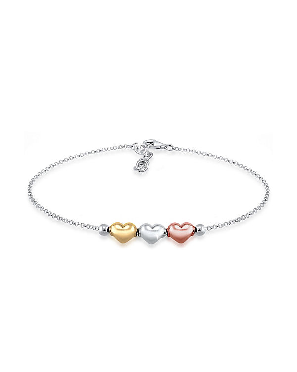 Armband Herz Liebe Tri-Color 925 Sterling Silber