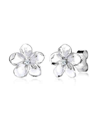 Ohrringe Frangipani Blüte Diamant Blume Blüte 925 Silber