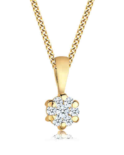 Halskette Blume Brilliant Diamant (0.15 ct.) 585 Gelbgold