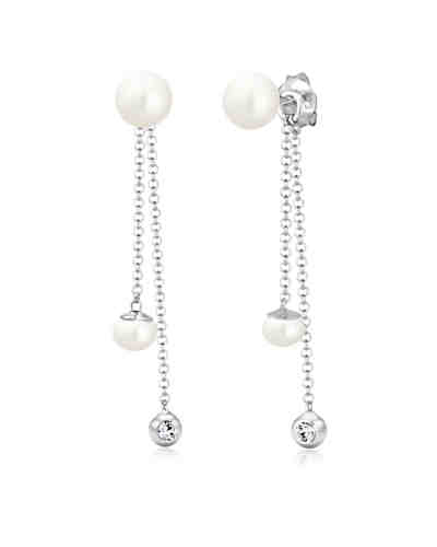Ohrringe Perle Solitär Swarovski® Kristalle 925 Silber
