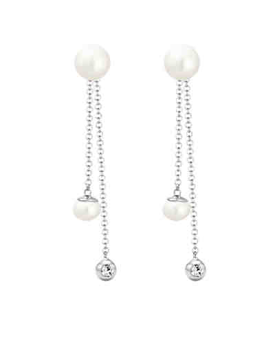 Ohrringe Perle Solitär Swarovski® Kristalle 925 Silber 2