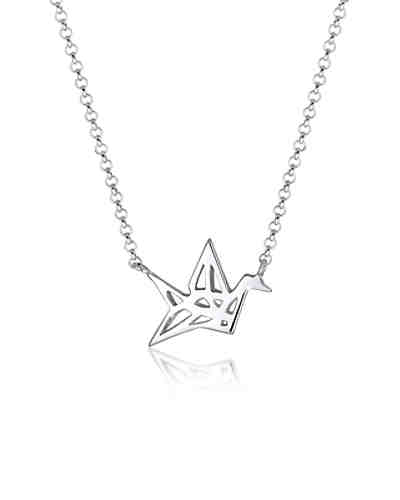 Halskette Vogel Kranich Oregami Geo 925 Sterling Silber