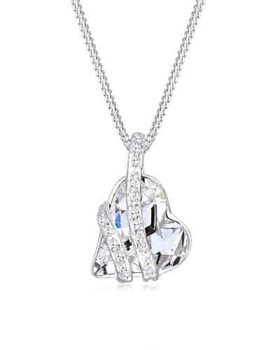 Halskette Herz Swarovski® Kristalle 925 Silber