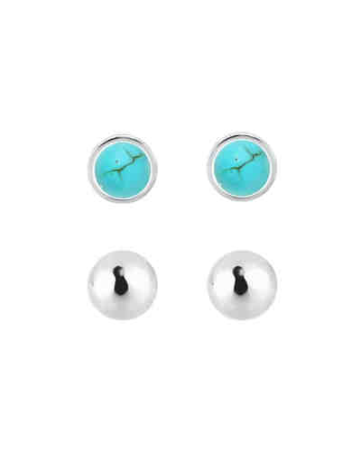 Ohrringe Basic Set Kugel Edelstein 925 Sterling Silber 2