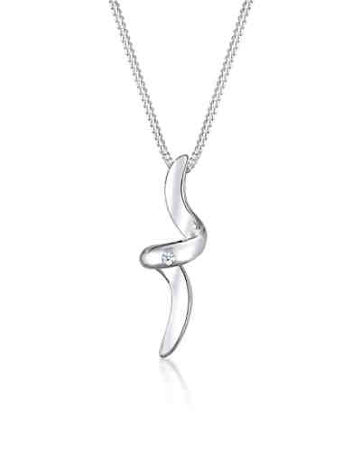 Halskette Welle geschwungen Diamant 925 Sterling Silber