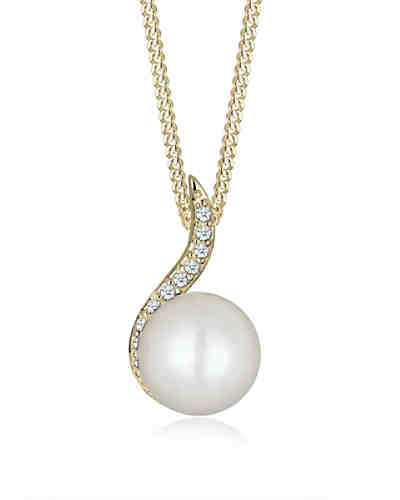 Halskette Klassisch Perle Diamant (0.11 ct.) 585 Gelbgold