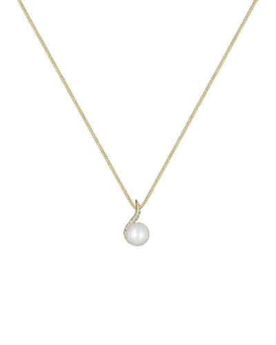 Halskette Klassisch Perle Diamant (0.11 ct.) 585 Gelbgold 2