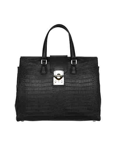 Lederhand- und Schultertasche mit Krokodilprägung Handtaschen